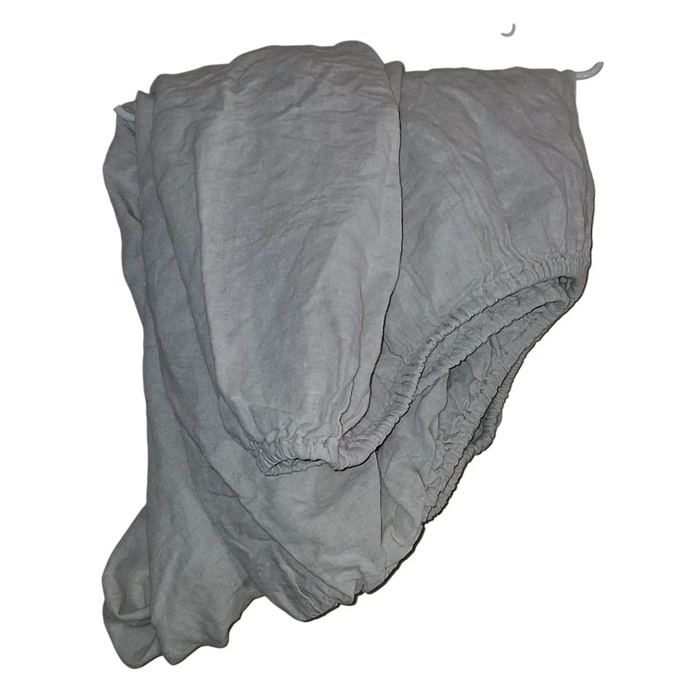 Simple Opulence Twin Fitted Sheet 100% Linen Neutral Grey Oatmeal Bedding
